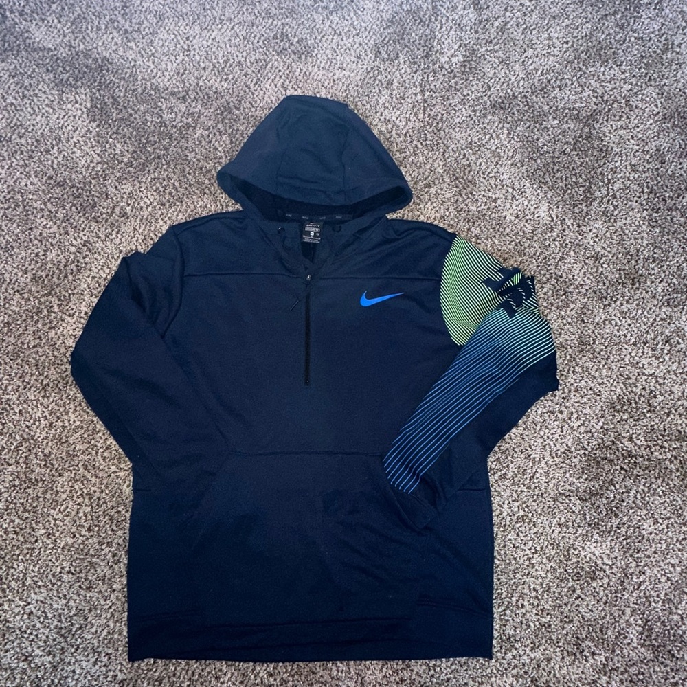 Nike Navy Blue Hoodie with Graphic Sleeve